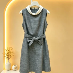 Timeless Minimalist Contrast Collar Dress