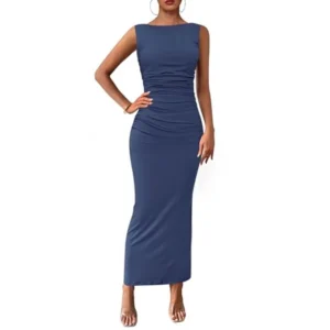 Ruched Bodycon Midi Dress