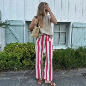 Retro High-Waist Denim Pants