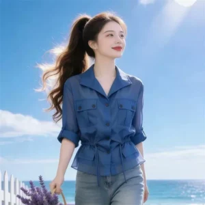 Sheer Lightweight Shirt Jacket