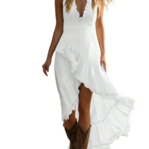 Ruffle Trim Maxi Dress